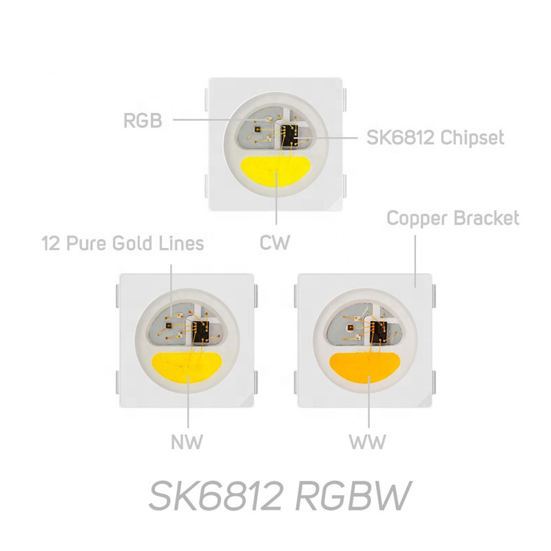 SK6812 RGBW/WWA 144LEDS/M DC5V 12MM-Wide Digital Intelligent Addressable LED Strip Lights - 1m/3.28ft per roll SK6812 RGBW/WWA 144LEDS/M DC5V 12MM-Wide Digital Intelligent Addressable LED Strip Lights - 1m/3.28ft per roll